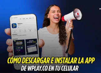 Portada de una entrada sobre cómo descargar e instalar la aplicación, con una persona sosteniendo un megáfono junto a un teléfono grande.