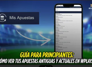 Portada de una guía para principiantes sobre revisar apuestas antiguas y actuales, con un teléfono que muestra la sección «Mis Apuestas».