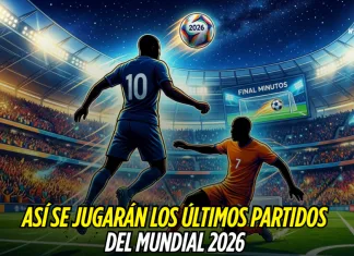 Portada de una nota sobre cómo se jugarán los últimos partidos del torneo, con un futbolista ilustrado sobre un estadio iluminado.