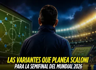 Portada de una nota sobre las variantes de alineación que prepara un entrenador para una semifinal, con un pizarrón táctico ilustrado.