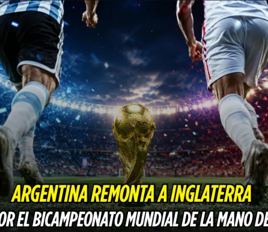 Portada de una crónica de remontada, con dos futbolistas disputando el balón sobre un montaje de estadio y bandera.
