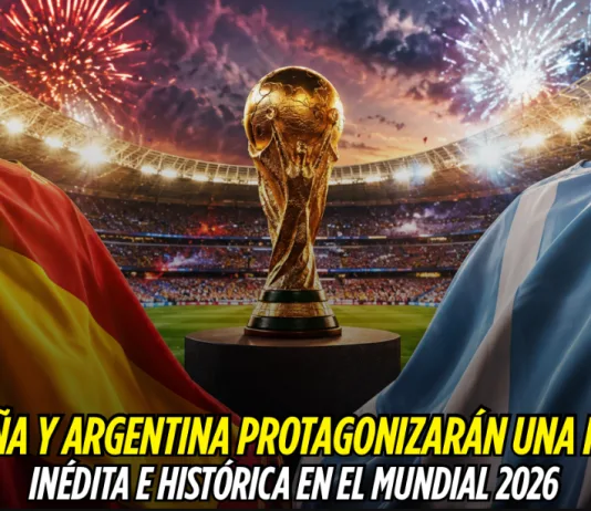 Portada de una nota sobre una final calificada de inédita, con fuegos artificiales y un trofeo en primer plano.