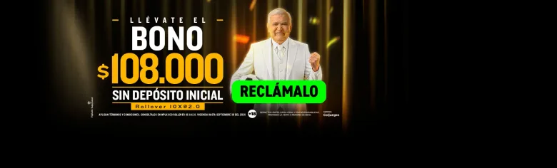 Banner principal de wplay.co con un vocero de traje blanco que anuncia un bono sin depósito inicial y un botón verde de "Reclámalo"
